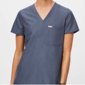 FIGS scrub XXS heather denim Catarina top XS Livingston bottoms